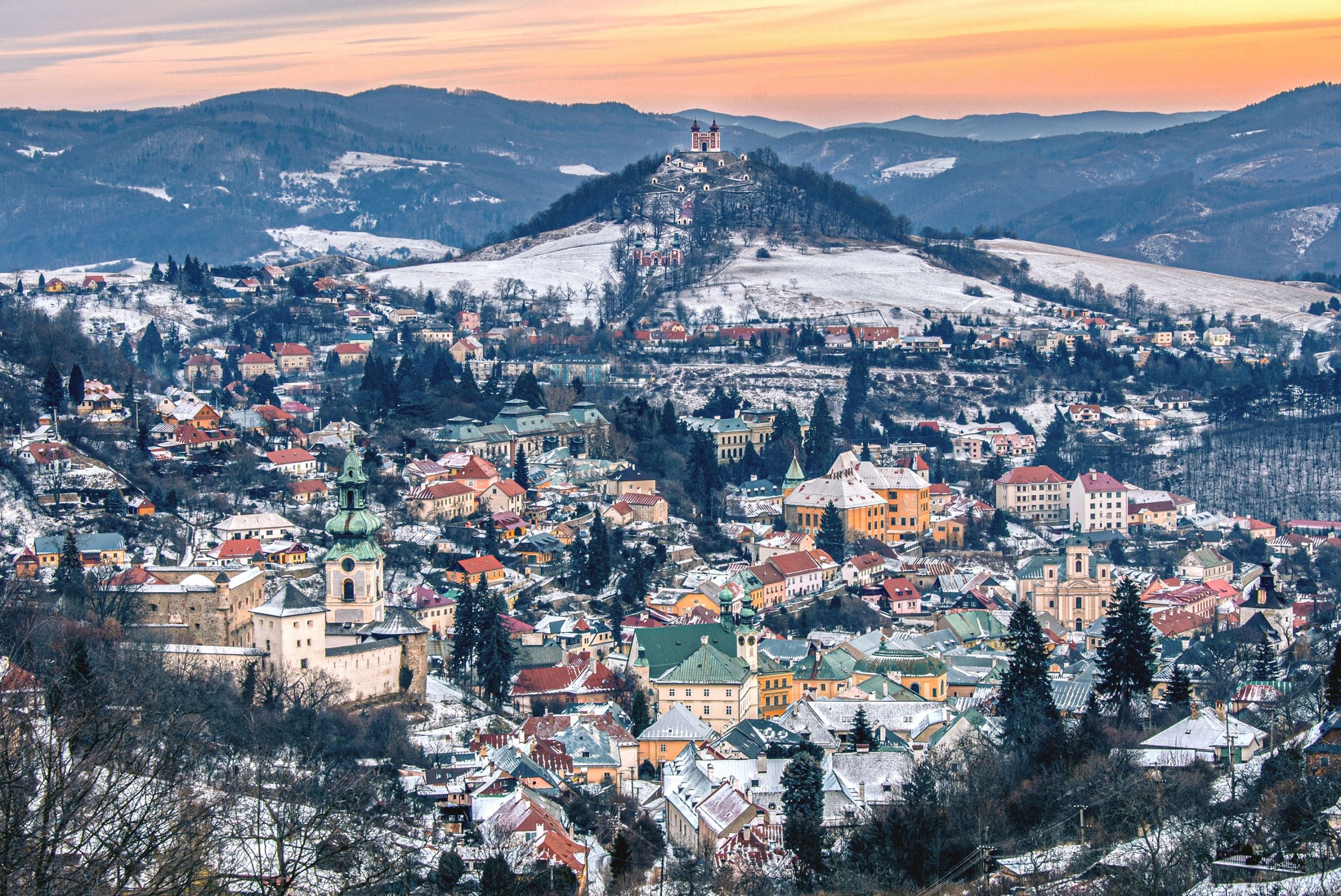 Zasnežená Banská Štiavnica